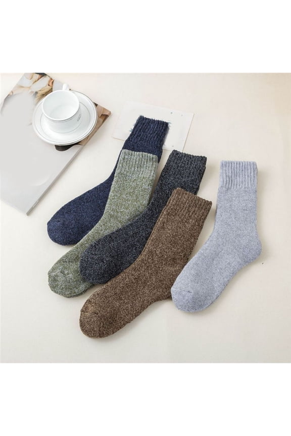 5 Pairs Wool Socks For Men Winter Warm Thick Comfortable Sock Soft Casual Dress Socks Breathable Warm Winter Socks Knit Hiking Sock Stocking Stuffers Gifts