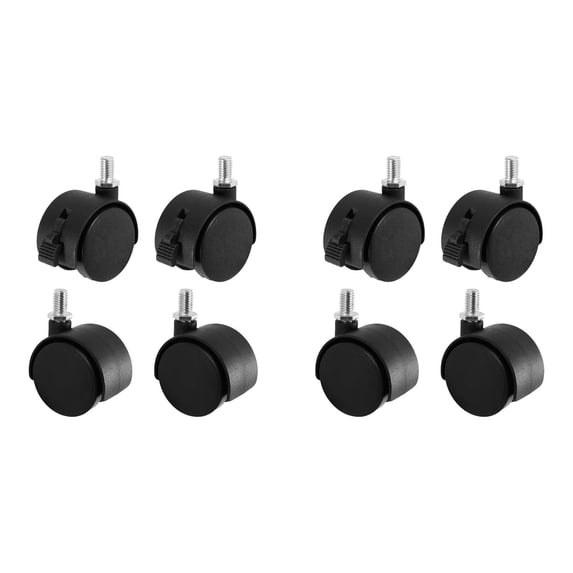 YWIYIUD 8 Pcs 1.6 Inch Swivel Stem Caster Wheels Replacement Casters, Stem Caster Wheels, Chair Wheels Twin Caster Wheels with Locking Brake