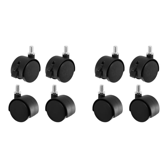 YWIYIUD 8 Pcs 1.6 Inch Swivel Stem Caster Wheels Replacement Casters, Stem Caster Wheels, Chair Wheels Twin Caster Wheels with Locking Brake