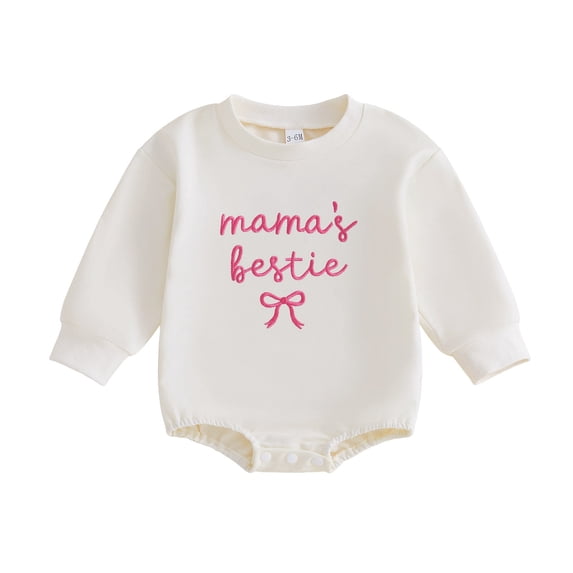 YWIYIUD Baby Girls Fall Romper Letter Bow Embroidery Round Neck Long Sleeve Jumpsuit Clothes for Daily Holiday Soft Bodysuit ToddlerInfant Warm Romper for Baby Boys Fall Winter Clothes 3-6 Months