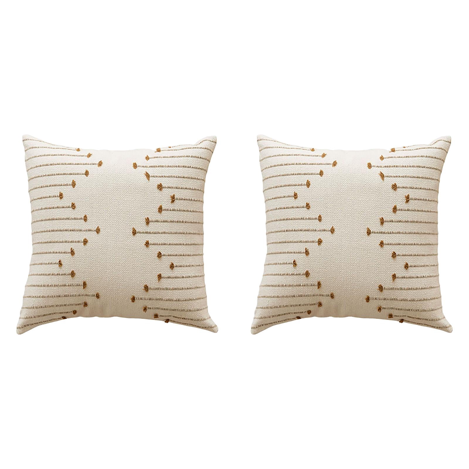 YWIYIUD Boho Throw Pillow Cover 18x18 Set of 2 NeutralDecorative Textured Cushion Case Farmhouse Pillowcase Unique LineDesign Throw Pillows for Modern Home Couch Sofa Living Room Decor