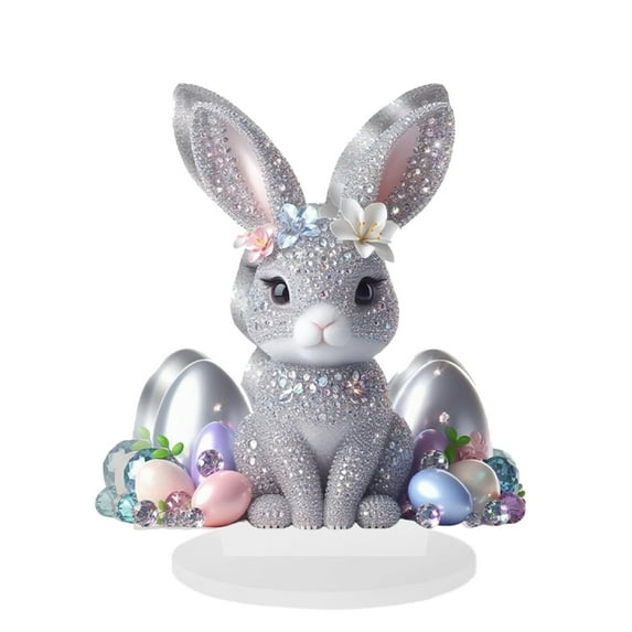 YWIYIUD Easter Decorations Colorful Easter Rabbit Egg Tabletop Ornament,Spring Fashion Decorative Sculpture Figurine 2D Acrylic for Home Kitchen Easter Party,Birthday Gifts for Women