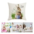 thumbnail image 1 of YWIYIUD Easter EggBunny Throw Pillow Cover 18x18 Inch Set of 1 Cute BunnyFlowers Throw Pillow Cover Easter Decorative Pillowcase Linen Cushion Case for Sofa Couch Bed Car Bedroom Spring Easter Decor, 1 of 1