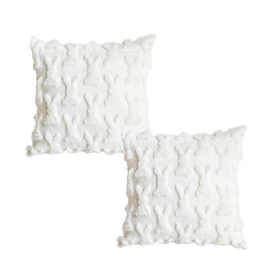 YWIYIUD EasterRabbit Soft Plush PillowCovers,18 x 18 Inch Set of 2,Cute RabbitJacquard Throw PillowCovers with Hidden Zipper,Spring Easter Home Decorations Cushion Case for Sofa Bedroom
