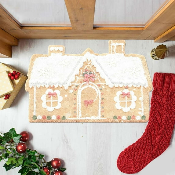 YWIYIUD Front Door Mat Christmas Outdoor Rug, 16 x 24 Inch Letter Rug Farmhouse Fall Front Porch Rug Decor Cotton Woven Washable Layered Door Mats Christmas Decorations