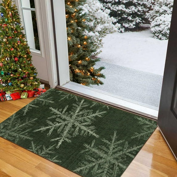 YWIYIUD Front Door Mat Christmas Outdoor Rug, 16 x 24 Inch Letter Rug Farmhouse Fall Front Porch Rug Decor Cotton Woven Washable Layered Door Mats Christmas Decorations