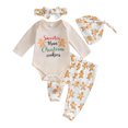 thumbnail image 1 of YWIYIUD InfantBaby Girl Clothes Outfit Long Sleeve Romper and Trousers with Bow Headband Hat 4PCS Baby Clothes Set Fall Winter Holiday Warm Clothing Outfit for Toddler Boys Girls 3-6 Months, 1 of 2
