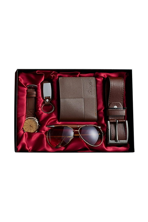Men Father's Day Birthdays Gift Set with Box for Men Dad,Exquisite Men's Gift Set Sunglasses Wallet Belt Keychain Box Set for Birthday Father's Day