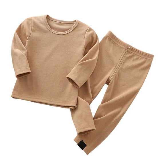 YWIYIUD Toddler Baby Boys Pajamas Sets Solid Color Long Sleeve Sleepwear Tops and Pants Outfits 2 Piece Soft Thermal Underwear Suit Warm Clothes Set for Fall Winter Baby Boy Outfits 6-7 Years