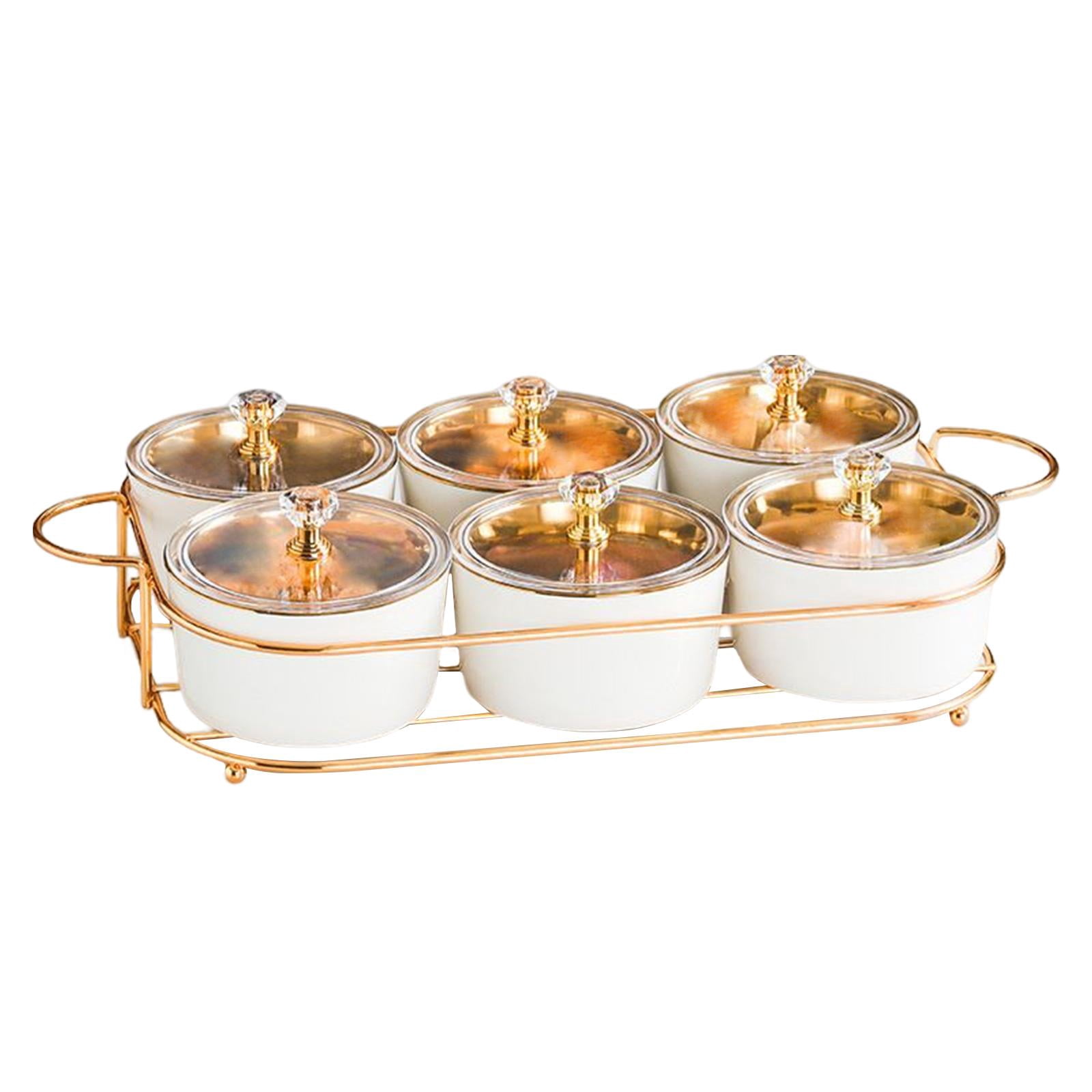 YWJLQH Ceramic Food Server Plate W/ Lid Condiment Tray Snacks Serving ...