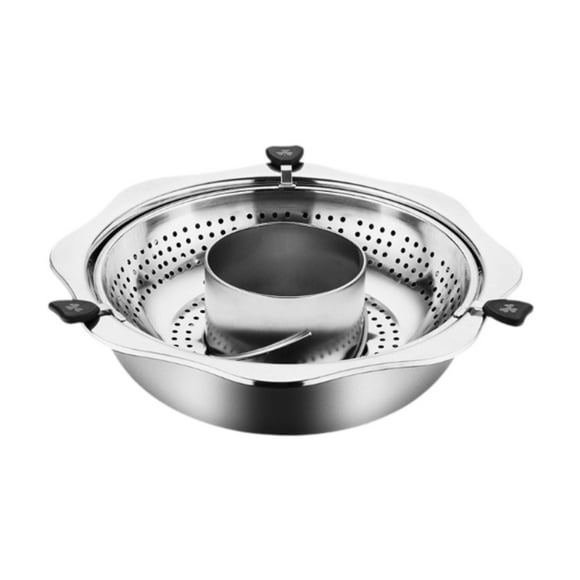 YWJLQH Chinese Hot Pot Rotating Hotpot with Divider Commercial Soup Pot Shabu Shabu Pot 30cm