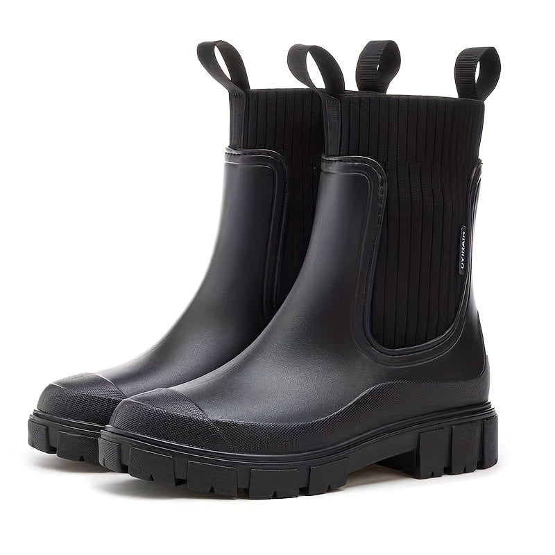 YWKJC Fashionable Korean Style Chunky Platform Rain Boots Waterproof Ankle High With Pull Tabs Outdoor Garden Shoes Slip Resistant Walmart