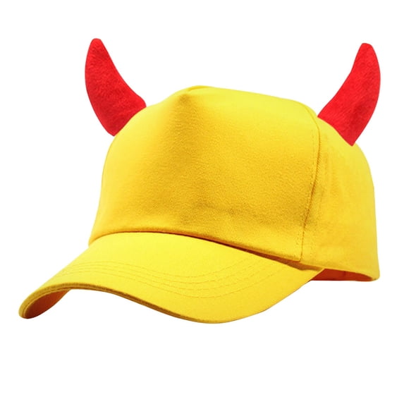 YWMJI Devil Horn Baseball Hat for Unisex Cosplay Costume Trucker Hat Trendy Summer Outdoors Baseball Hat Casual Brim Hip Hop Caps Comfy Adjustable Cycling Hat Vintage Peaked Travel Sun Hat Yellow