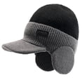 thumbnail image 1 of YWMJI Unisex Cold Trapper Hat Windproof Winter Elastic Warm Ear Protection Knitted Hat with Brim and Ear Flaps Warm Earflaps Slouchy Skull Ski Caps Soft Stretch Winter Visor Beanie Black, 1 of 9