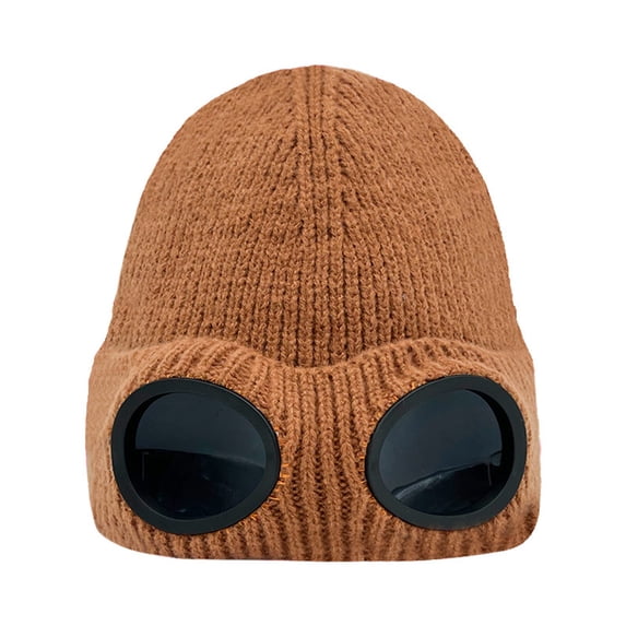 YWMJI Unisex Goggles Thick Knitted Beanie Soft Cozy Plush Lined Brimmed Ski Caps Windproof Fasion Cuffed Beanies Watch Hat Cozy Soft Thick Thermal Stretch Snug Fit Outdoor Activities Coffee One Size