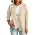 thumbnail image 1 of YWMJI V Neck Lightweight Knit Cardigan Sweaters for Women Long Sleeve Button Down Sweaters Loose Fit Basic Layering Cardigans Plus Size Outerwear Coats Soft Cozy Business Casual Outfits Beige L, 1 of 5