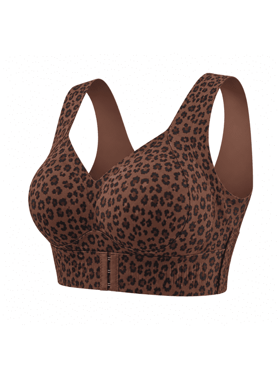 Women Posture Corrector Bra Front Closure Cross Back Corrector Posture Support Bra Wireless Athletic Shape Curve Posture Bra Full Coverage Shape Curve Bra No Underwire Push Up Bra Brown 4Xl