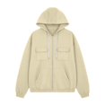thumbnail image 1 of YWMJI Women Zip Up Hoodies Fleece Sweatshirts Oversized Soft Cozy Warm Long Sleeve Layering Jacket with Pockets Drop Shoulder Casual Coats Casual Track Jackets Fashion Workout Outfits Beige L, 1 of 4