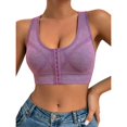 thumbnail image 1 of YWMJI Women's Sports Bra Front Closure No Underwire Bra Soft Wireless Push Up Bra Soft Seamless Supportive Sports Bra Front Closure Tank Bras Everyday Bras Yoga Running Gym Shape Brs Dark Purple Xl, 1 of 5