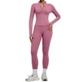 thumbnail image 1 of YWMJI Womens 2 Piece Workout Yoga Outfits Lightweight Slim Fit Zip Up Yoga Cropped Jacket High Waisted Yoga Flare Leggings No Front Seam Workout Pants Bodycon Gym Athletic Tracksuit Pink Xl, 1 of 9