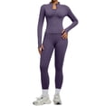 thumbnail image 1 of YWMJI Womens 2 Piece Workout Yoga Outfits Lightweight Slim Fit Zip Up Yoga Cropped Jacket High Waisted Yoga Flare Leggings No Front Seam Workout Pants Bodycon Gym Athletic Tracksuit Dark Purple Xl, 1 of 9