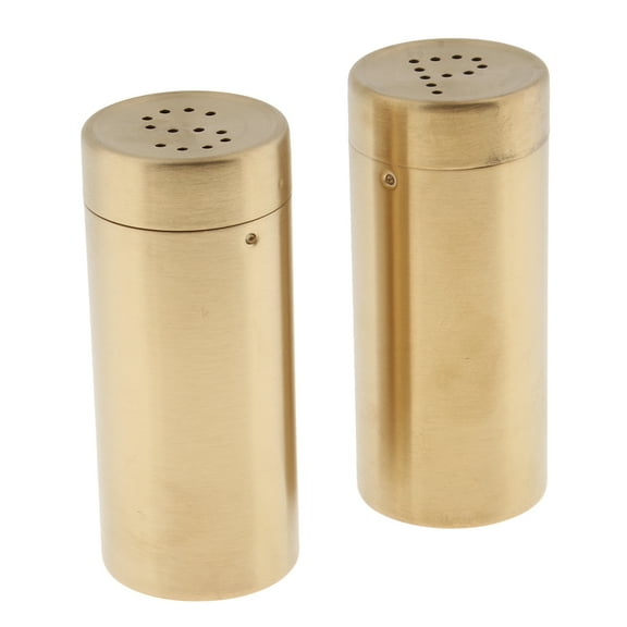 YWMJZEU 2Pcs Stainless Steel Salt Sugar Pepper Shaker Seasoning Condiment Jar Gold