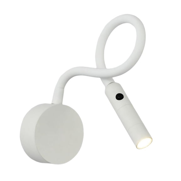 YWMJZEU 3W Wall Mounted Reading Light, Flexible Gooseneck LED Wall Lamp 3000K for Books White Head Switch