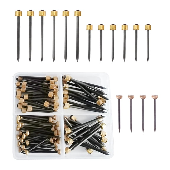 YWMJZEU 90 Pieces Picture Hanging Nails Hardware Nails Assorted Brass Cap Wall Nails for