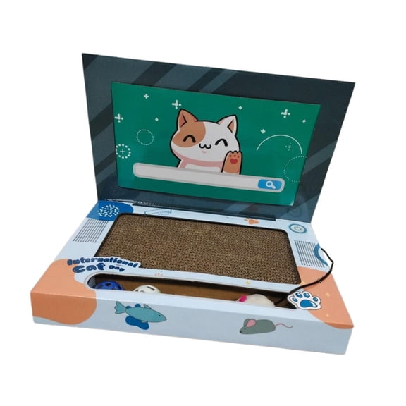 YWMJZEU Cat Laptop Scratcher Cat Computer Cat Accessories with Interactive Mouse Cat Bed