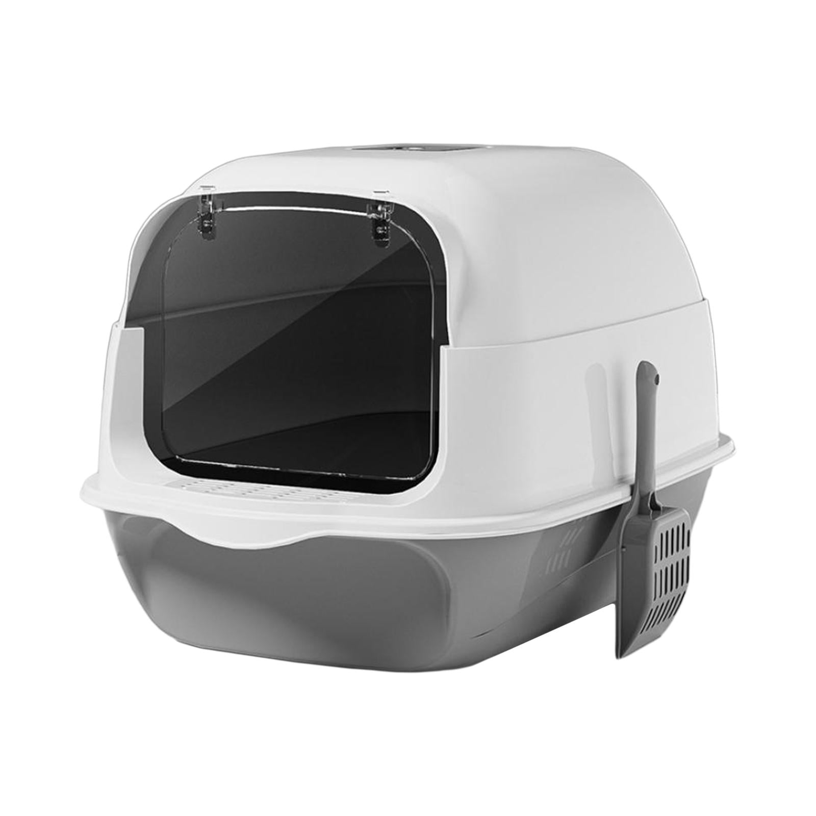 YWMJZEU Cat Litter Box with Hood Kitten Potty Removable Portable Large Cat Litter Litter Gray