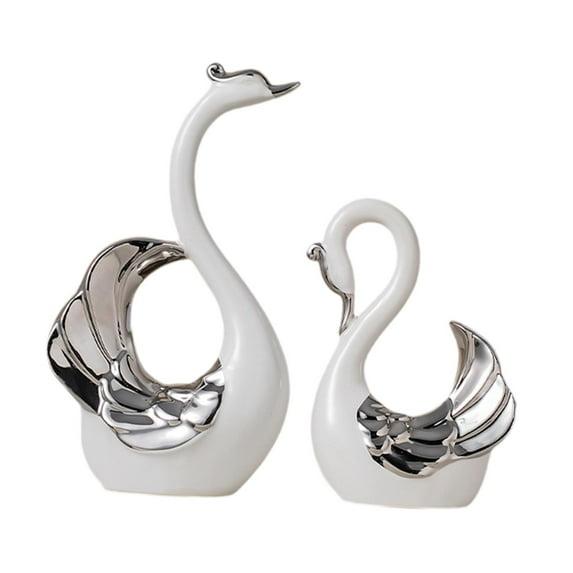YWMJZEU Ceramic Swans Couples Sculpture Ornament Collectible Craft Modern Romantic Table White