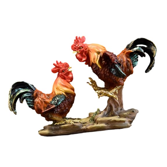 YWMJZEU Chicken Figurine Animal Statue Crafts Resin Collectible Rooster Statue for Party Style A