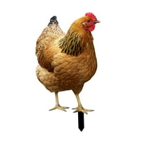 YWMJZEU Chicken Statue, Garden Stake, Animal Sculpture, Decorative Metal Chicken Figure, 31.5x17.4x0.1cm