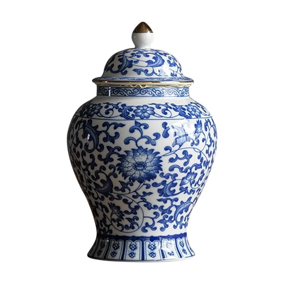 YWMJZEU Chinese Ceramic Ginger Jar Glazed Hand Painted Tea Storage Multi Purpose Style A