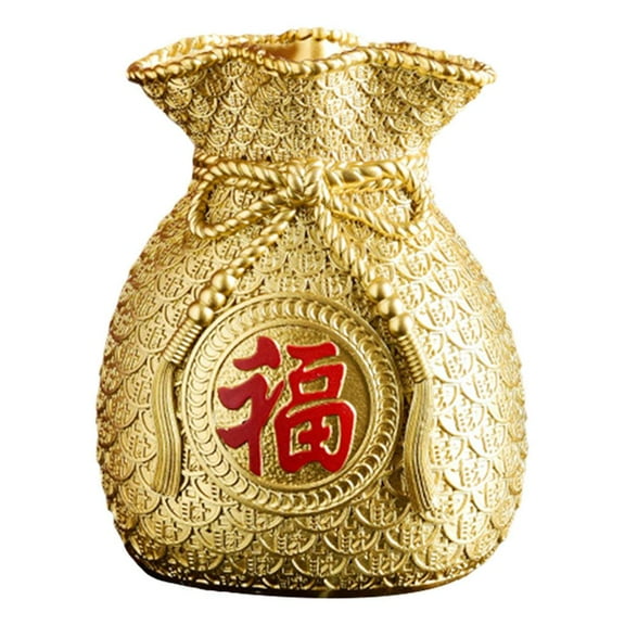 YWMJZEU Chinese Flower Vase Planter Pot Money Bag Shape Wealth Lucky Decorations Art for Gold