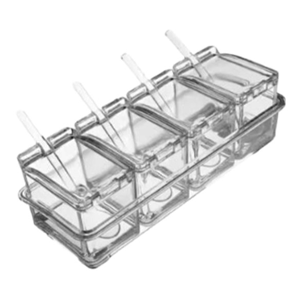 YWMJZEU Clear Seasoning Box Condiment Container Transparent Spice Container 4 Grid Sugar