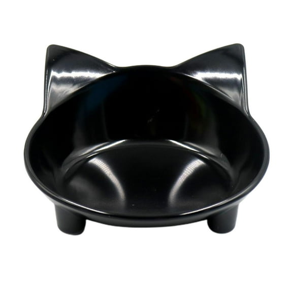 YWMJZEU Cute Pet Cat Ears Shaped Food Water Bowl Non slip Food Storage Feeding Wide Bowl Black