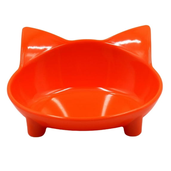 YWMJZEU Cute Pet Cat Ears Shaped Food Water Bowl Non slip Food Storage Feeding Wide Bowl Orange