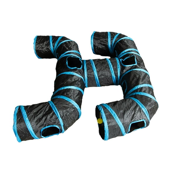 YWMJZEU Foldable Cat Tunnel, Collapsible Pet Play Tube, Cat Toys for Kittens with Balls, Blue Black