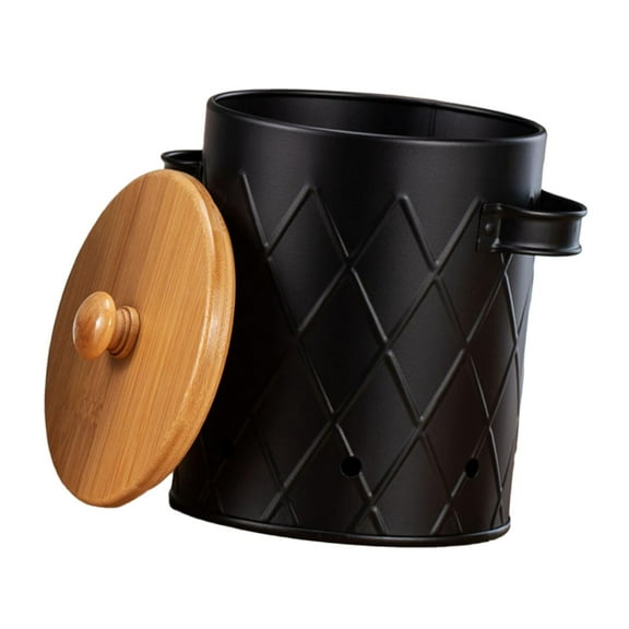 YWMJZEU Food Storage Container Potato Storage Tin, Vintage Metal Pots with Airtight Lid, Black Medium