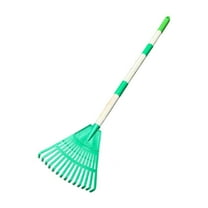 YWMJZEU Garden Rake with Wood Handle Heavy Duty Raking Grass and Leaves Tool Quick Clean green