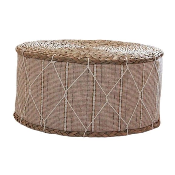 YWMJZEU Handwoven Straw Futon Floor Pillow Thick Meditation Cushion Small Stool Pouf Pad Ottoman Footstool for Women Men Milk White