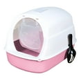 thumbnail image 1 of YWMJZEU Hooded Cat Litter Box with Lid, Kitty Litter Tray Enclosed Cat Toilet with Front Pink, 1 of 9