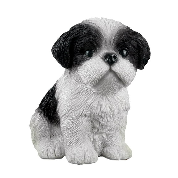 YWMJZEU Lovely Dog Statue Puppy Resin Crafts Indoor Living Room Artwork Collecitble Black White