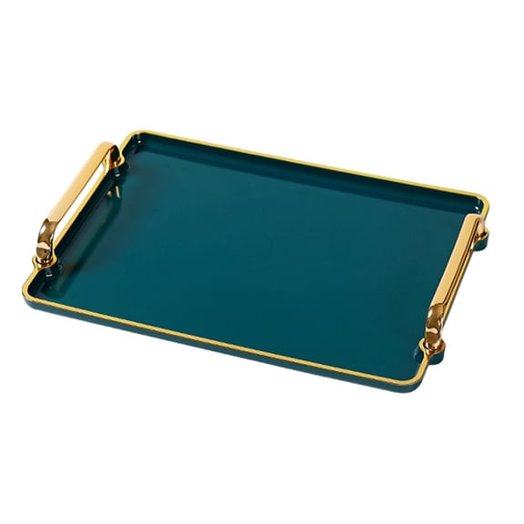YWMJZEU Luxury Serving Tray with Handles Cosmetic Perfume Makeup Display for Office dark dark green