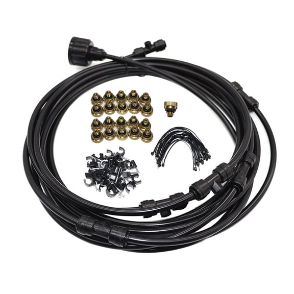 YWMJZEU Misting Cooling System Outdoor Misting System 49 ft Hose Irrigation for Umbrella Black
