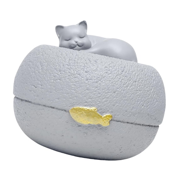 YWMJZEU Pet Ash Container Cat Cremation Urn 13x10cm Accessory Hand Painted with Sleeping