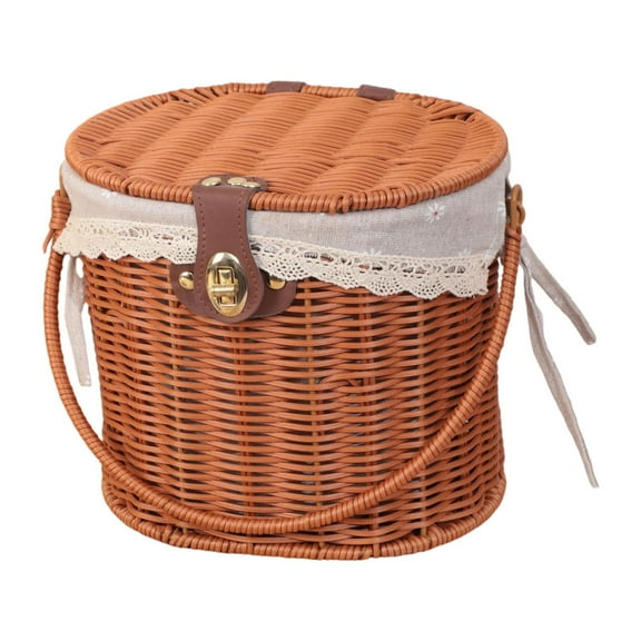 YWMJZEU Picnic Basket Storage Container Country Vintage Sturdy with Washable Liner Woven