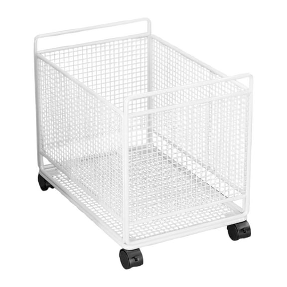 YWMJZEU Rolling Cart with Wheels Book Bin Under Desk Utility Cart Iron Basket for School White