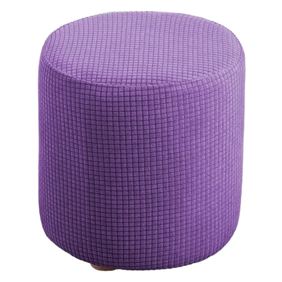 YWMJZEU Round Ottoman Slipcover with Bottom Machine Washable Jacquard Fabric Purple